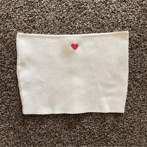 Ribbed Tube Top Crop Top with Heart
